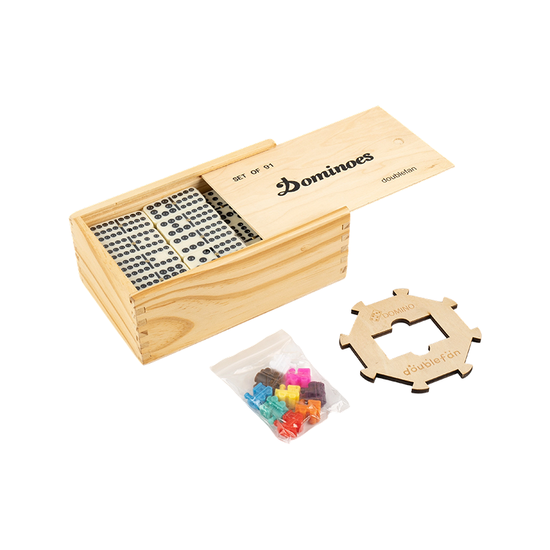 Hộp gỗ tự nhiên gấp đôi mười hai domino