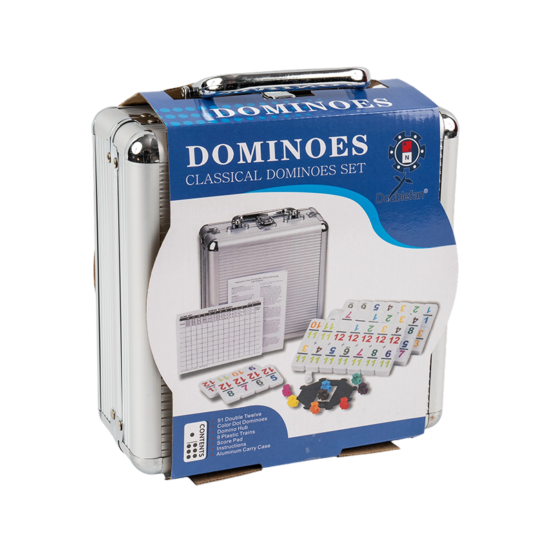 Double TWELVE ALUMINUM Box Mexico Train Dominoes